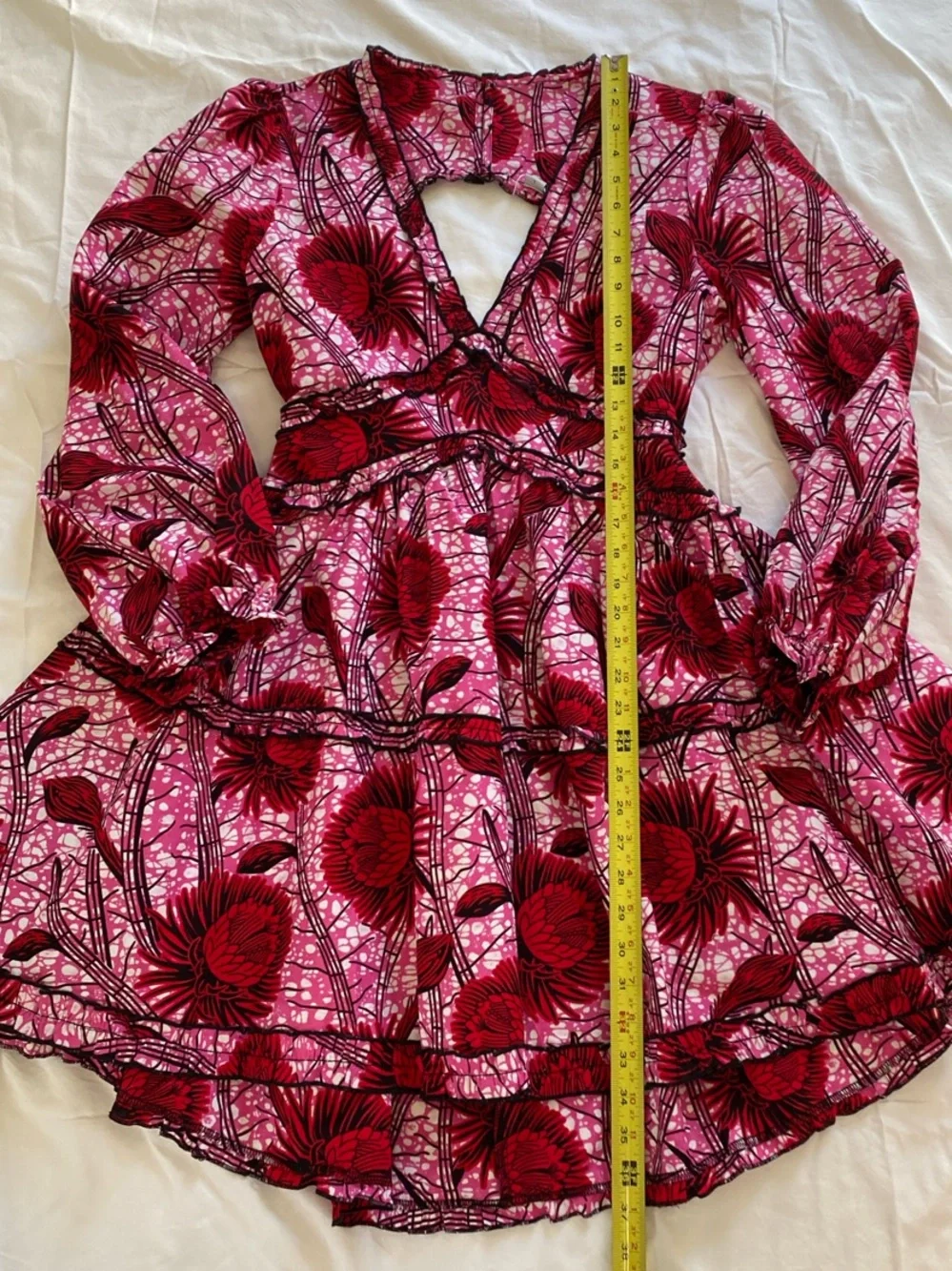 Kawesii Pink & Red Floral Tiered Dress - Picture 11 of 13